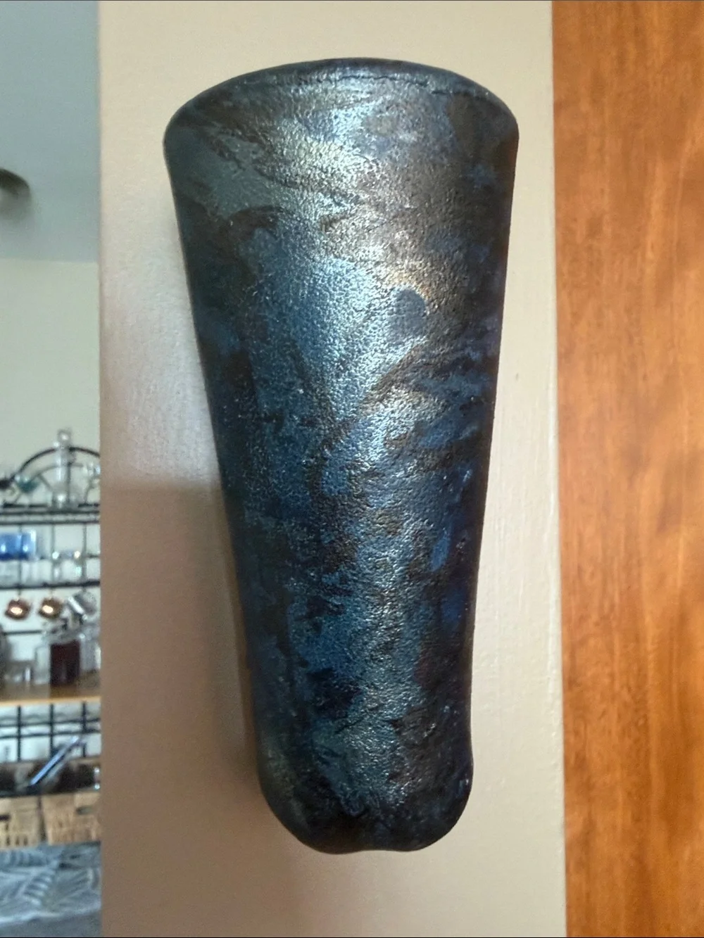 Vintage Buchenot Horse Nose Wall Vase / Wall Pocket – Black Textured Finish